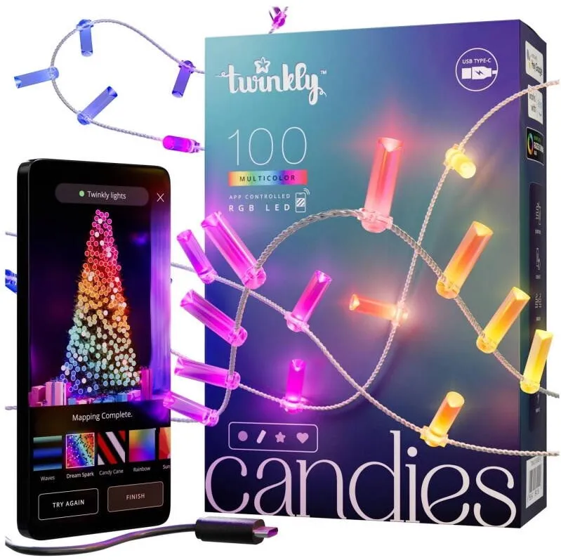 twinkly Candies LED Christmas tree lights TWKC100RGB-T 6 M Candle shape