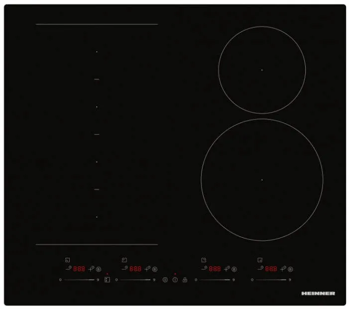 Plita HEINNER incorporabila HBHI-M4ZB1FXSMTC, Inductie, 4 zone de gatit, Touch control, Flex Zone, Boost, 60 cm, Negru