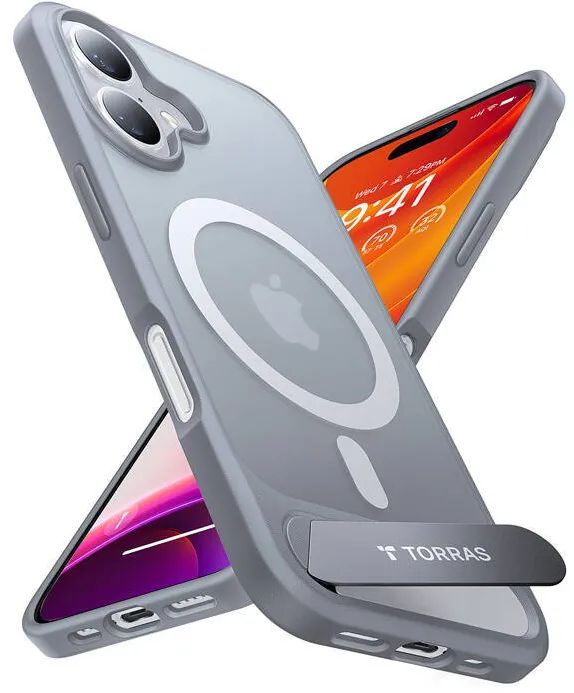 Husa Torras Pstand pentru iPhone 16 Plus gri titan