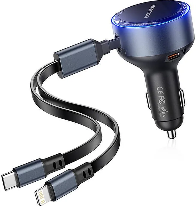 Vention Car Charger Vention FFOB0 USB-C + cable USB-C/Lightning 30W