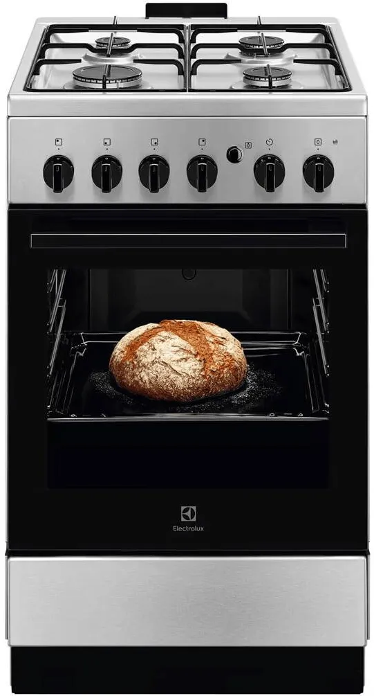 Aragaz LKG504012X, Gaz, 4 arzatoare, Aprindere integrata plita si cuptor, Siguranta plita si cuptor, Autocuratare catalitica, Grill electric, Rotisor, 50 cm, Inox