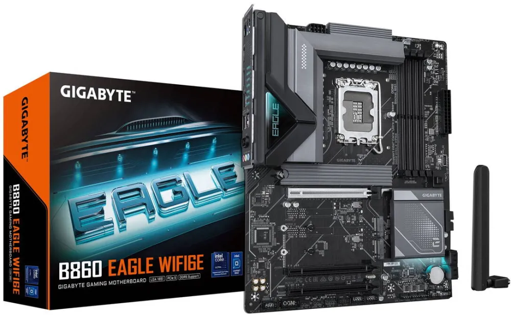 Placa de Baza GIGABYTE B860 EAGLE WIFI6E Motherboard - Intel Core Ultra Series CPUs, 12+1+2+1 Phases VRM, up to 9066MHz DDR5, 1xPCIe 5.0 + 2xPCIe 4.0 M.2, 2.5GbE LAN, WIFI 6E, USB 3.2 Gen 2x2