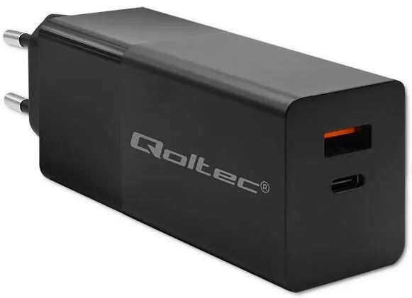 QOLTEC Qoltec 52382 GaN POWER PRO charger | 1xUSB type C | 1xUSB A | 100W | 5-20V | 1.5-5A | PD | Black