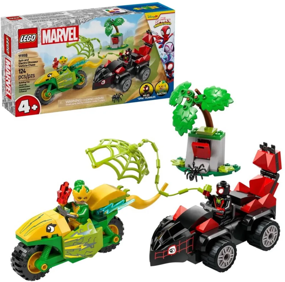 LEGO MARVEL 11198 Spin and Electro Dinosaur Vehicle Chase