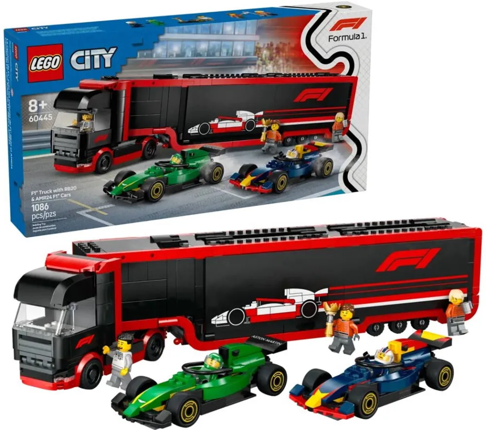 LEGO CITY 60445 F1 - Truck with RB20 & AMR24 F1 Cars