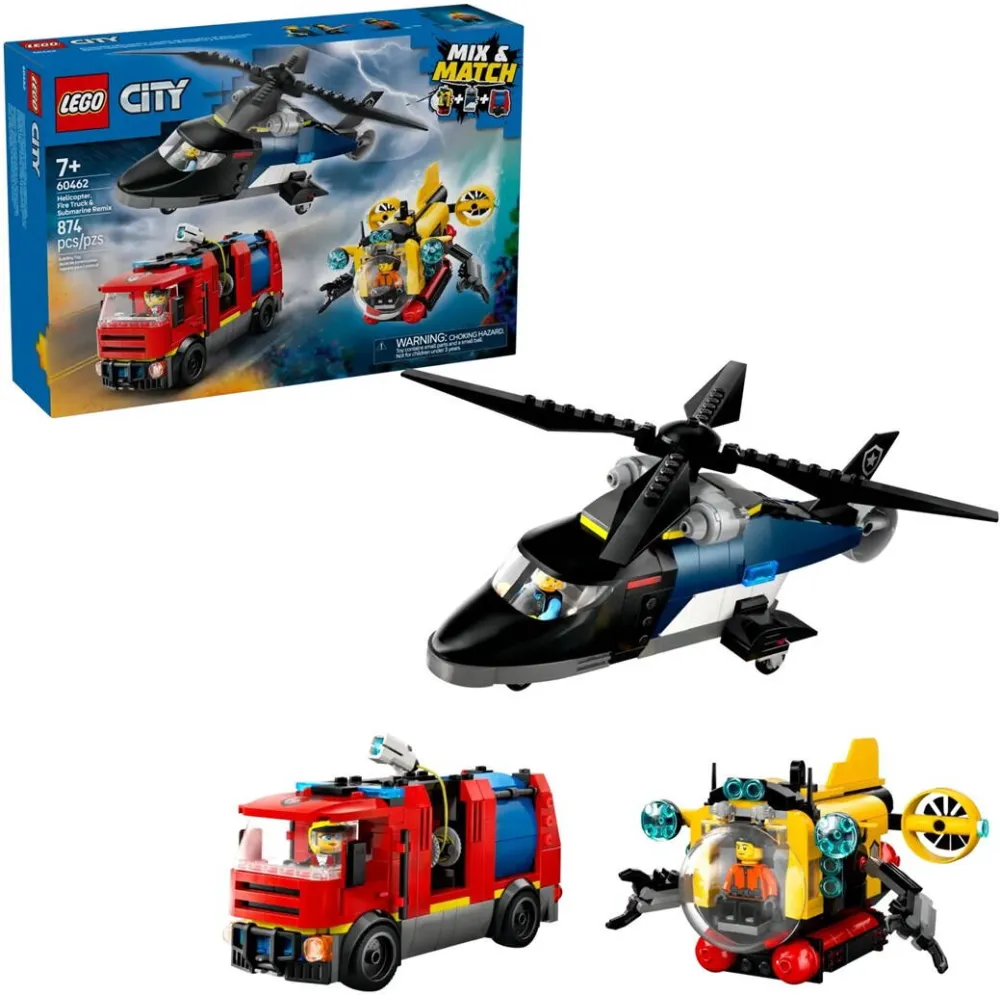 LEGO CITY 60462 Helicopter, Fire Truck and Submarine Remix