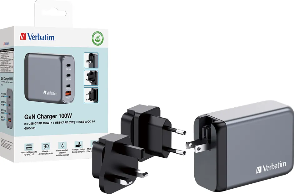 VERBATIM Incarcator Verbatim GaN, 100W, EU/UK/US