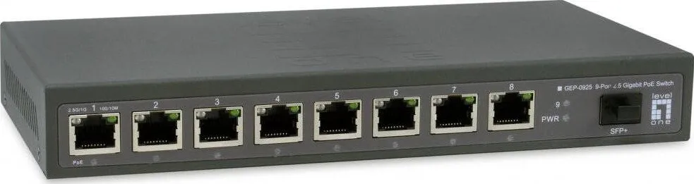 Switch Level One LevelOne 9x GE GEP-0925 2.5GbE 108W 8xPoE+ sw