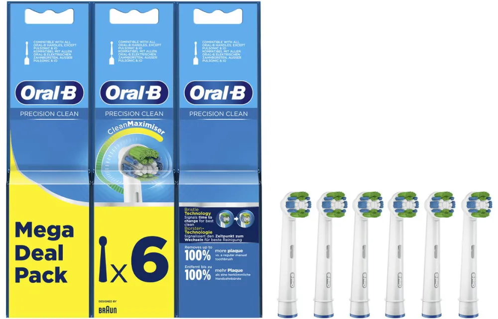 ORAL-B Precision Clean Replaceable toothbrush heads, 6pcs, White