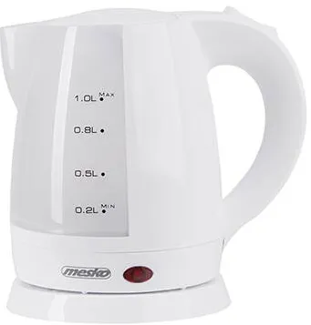MESKO MS 1276 Kettle, electric, Power 1600 W, Capacity 1 L, Plastic, White