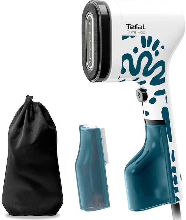TEFAL Aparat de calcat vertical cu abur Tefal Pure Pop, DT2040E1, 1300 W, abur variabil pana la 20 g/min, 2recipiente apa 70ml si 120ml, gata de utilizare in 15s, albastru/alb