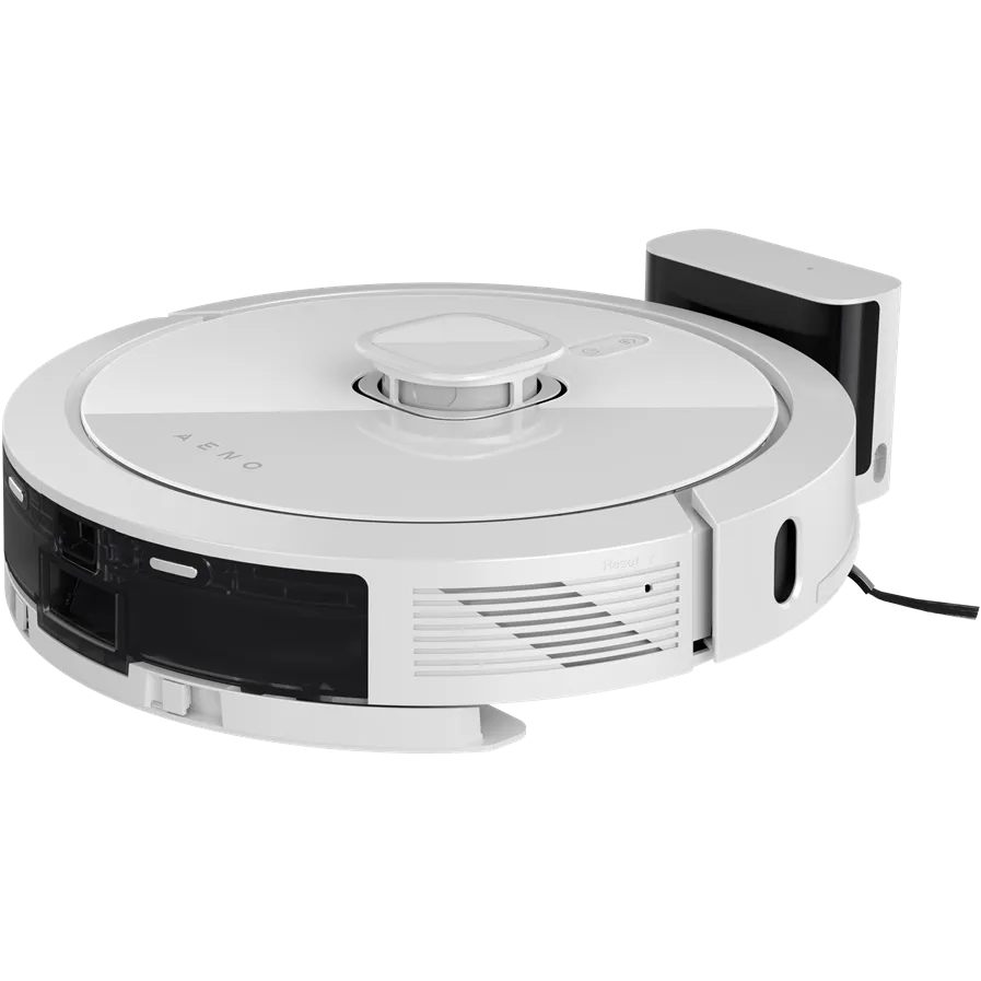 AENO Aspirator robot RC8S, Autonomie 250 minute, 300 mp, 4000 Pa, Rezervor 2-in-1 apa 0.3 l si praf 0.3 l, Asistent vocal si aplicatie, Filtru HEPA, 20 senzori, Navigare LiDAR Alb