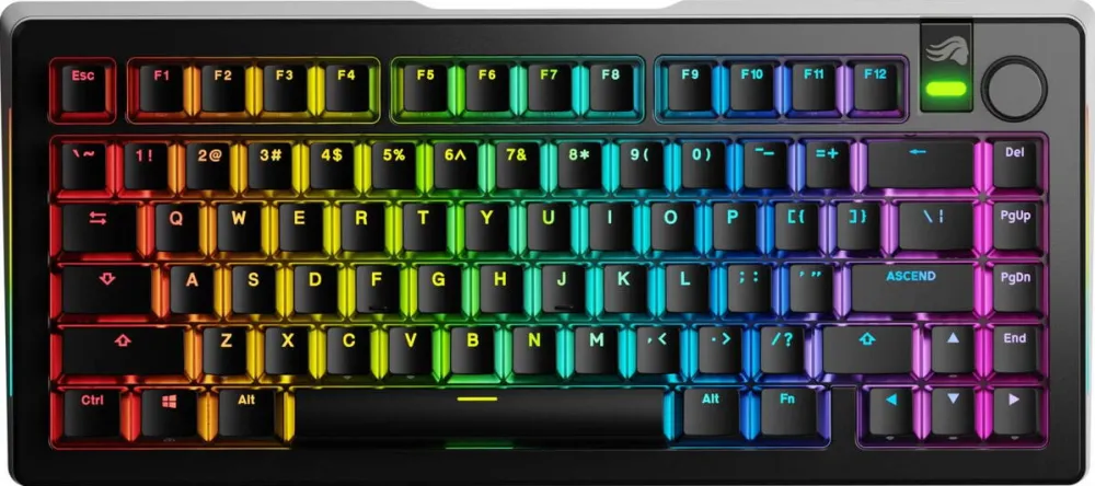 Tastatura Glorious GMMK 3 PRO 75% Prebuilt Wireless , USB-C, Fox Switches, US layout, 81 taste, Negru