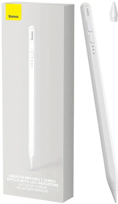 Accesoriu Tableta Baseus Rysik długopis aktywny Baseus Stylus z wskaźnikiem baterii (biały)
