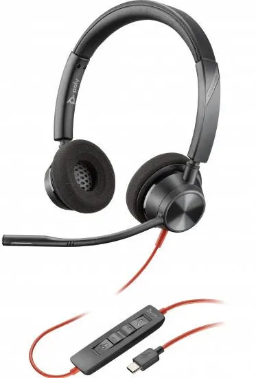 Casti Office/Call Center Poly HP Poly Blackwire 3320 Stereo USB-C Headset +USB-C/A Adapter