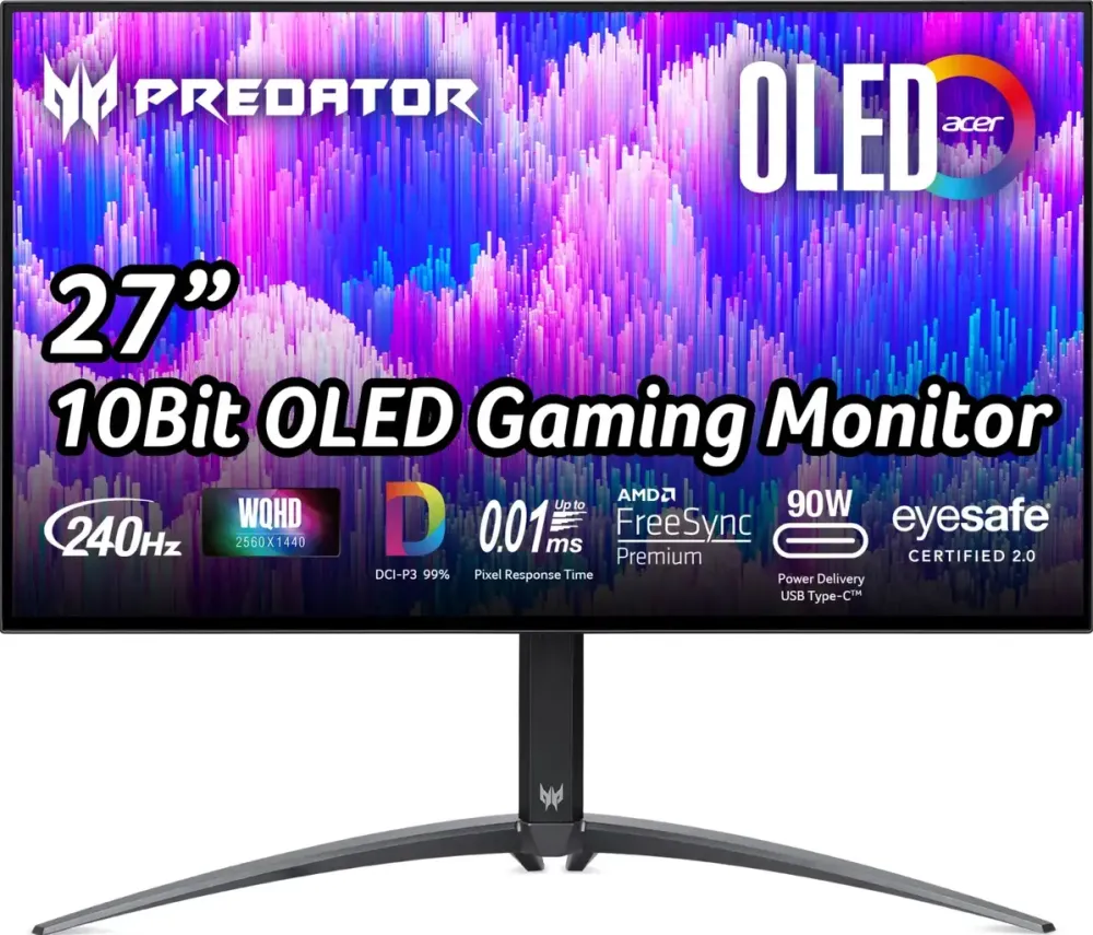 Monitor Acer Predator X27UF3 OLED - 26.5 - black, QHD, USB-C, AMD Free Sync Premium Pro, 480Hz panel
