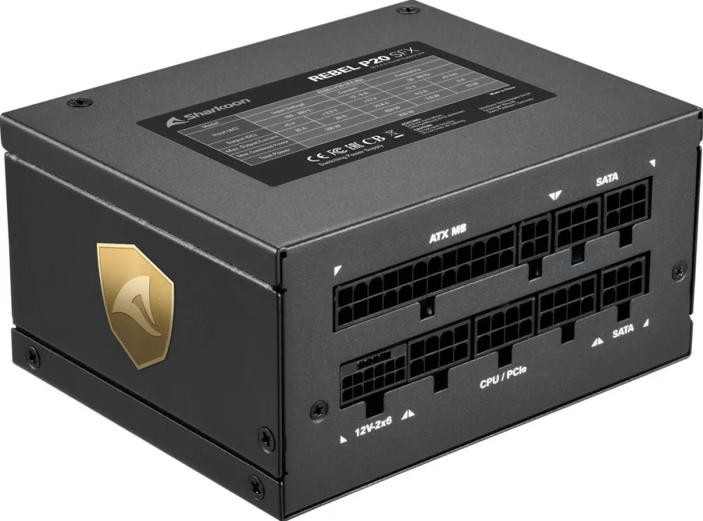 Sursa PC Sharkoon Rebel P20 SFX 1000W, (black, 1x 12 pin high power connector, 2x PCIe, cable management, 1000 watts)
