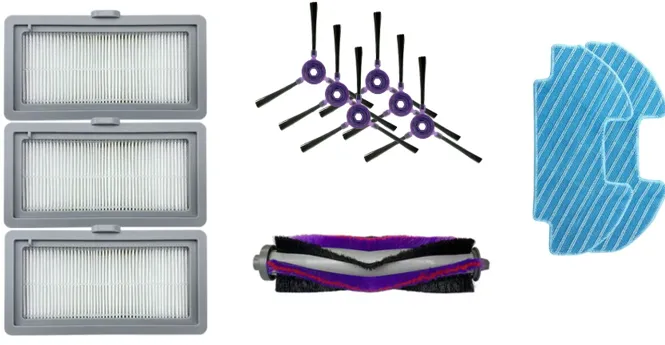 Midea I5C Spare Parts Kit: Side Brush×6pcs, Main Brush×1pc, HEPA Filter×3pcs, Mopping Cloth×2pcs