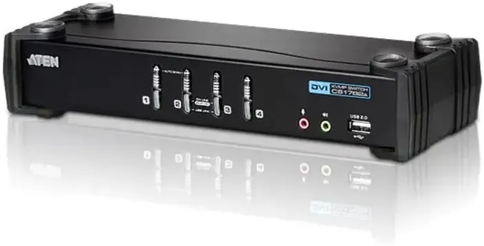Switch KVM ATEN CS1764A-AT-G CS1764A 4-Port DVI USB 2.0 4x DVI-D Cables 2-port Hub Audio