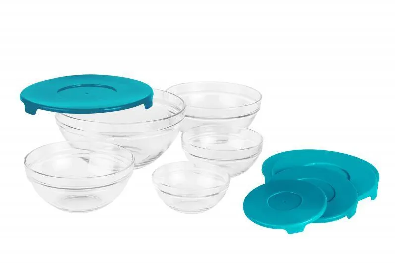 VANORA Set 5 Boluri de sticla cu capac