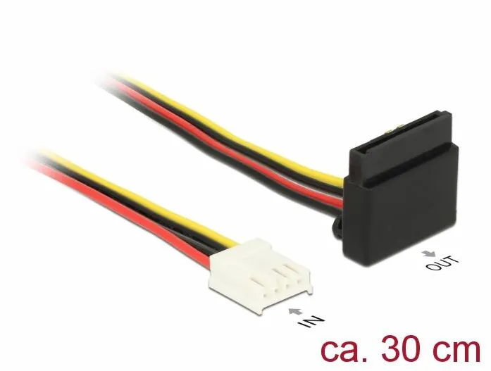 DELOCK 85510, Floppy 4 pin female > SATA 15 pin female metal - power adapter - 4 pin mini-power connector to SATA power - 30 cm