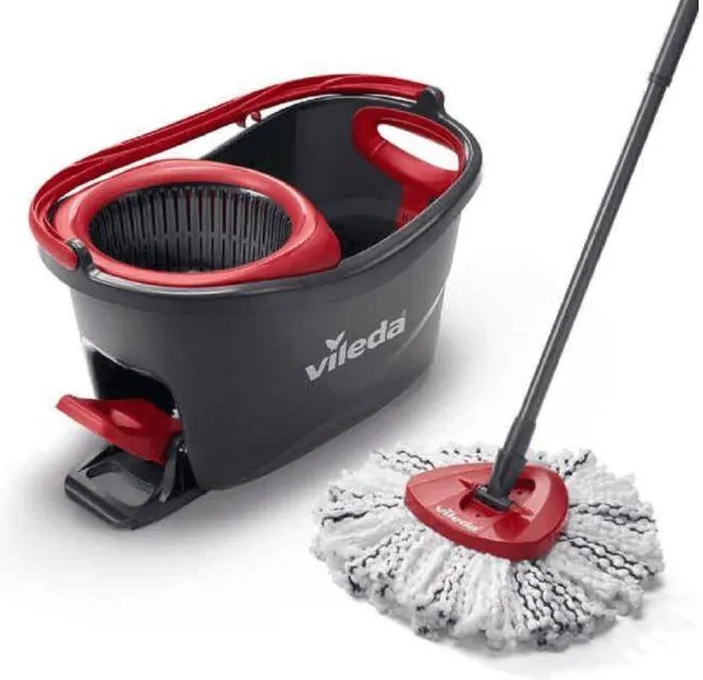 VILEDA Set mop rotativ cu galeata Vileda Turbo 3 in 1 Microfibre Box, negru-rosu