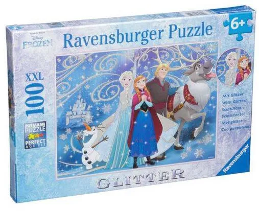 Puzzle Ravensburger Puzzle Ravensburger Disney Frozen Glittery Snow 100 buc XXL
