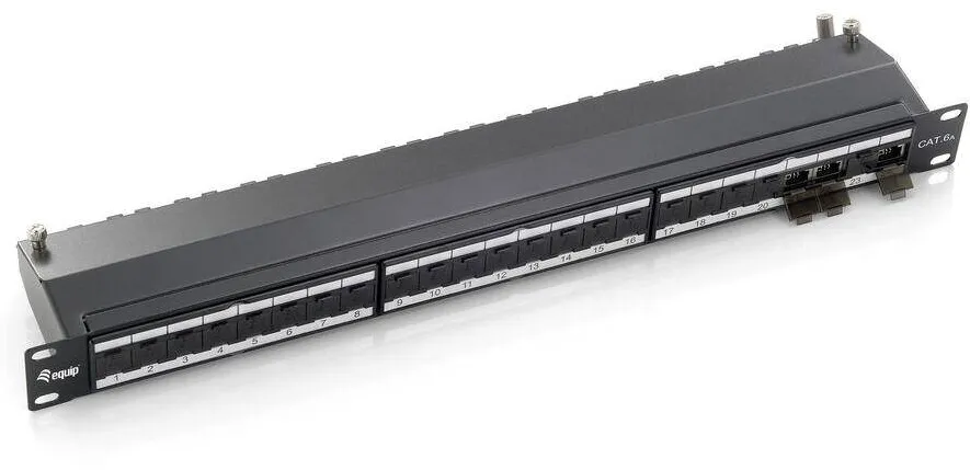 Patchpanel EQUIP 24x RJ45 Cat6A 19" 1HE Negru Premium