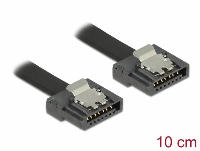 Cablu DELOCK SATA 6 Gb/s 10 cm, negru FLEXI