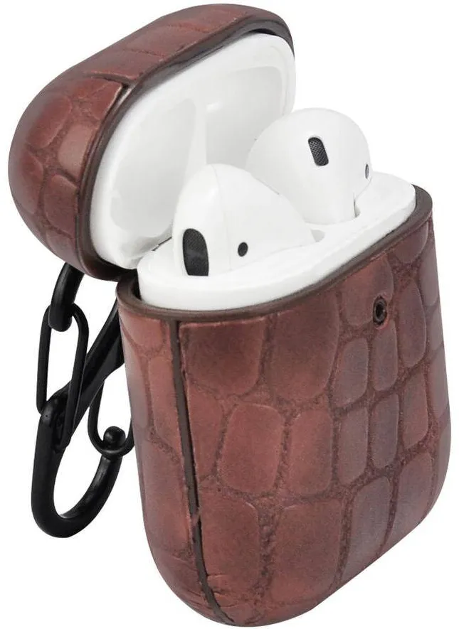 Casti Terratec Husa AirPods AirBox Stone Pattern Dark Brown