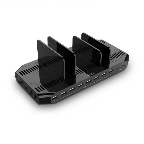 Statie Incarcare Lindy 73435, 10x USB-A, 120W, Negru
