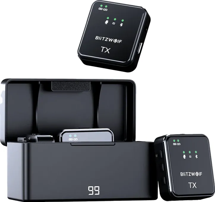 Microfon BlitzWolf Wireless Microphone BlitzWolf, BW-SX63, 1000mAh (black)