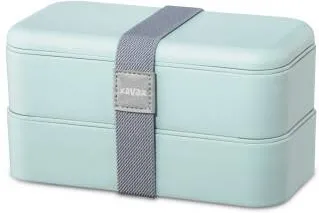XAVAX 2-piece lunch box, stacking, leak-proof, 500 ml per bento box, pastel blue