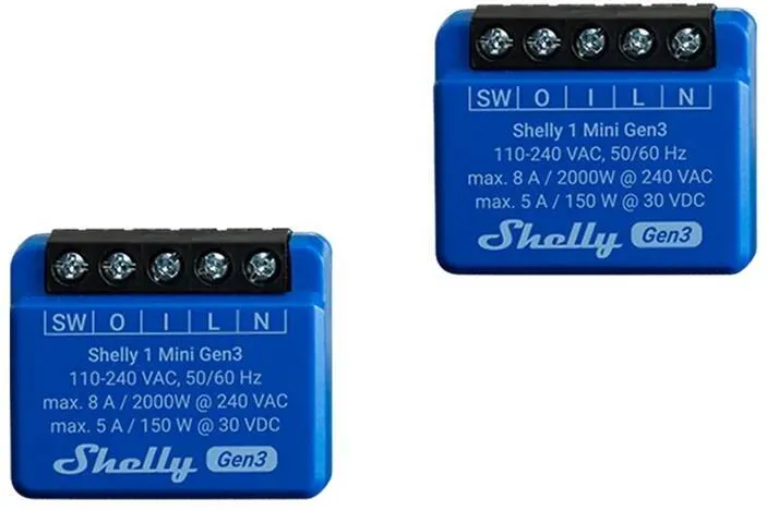 Shelly Set of 2 Shelly 1 Mini Gen3 Controllers