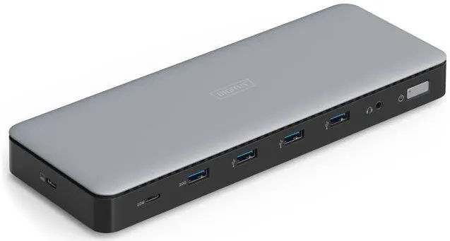 Docking Station Digitus HDMI, DP, USBA, USBC, RJ45, DC, Audio - Silver