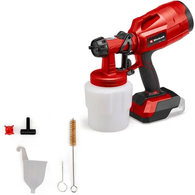 Einhell Pistol de vopsit pe acumulator Einhell TC-SY 18/60 Li Solo,18 V, debit 650 ml/min, rezervor 800 ml, fara acumulator si incarcator in setul de livrare