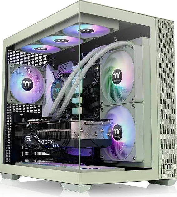 Carcasa PC Thermaltake View 380 TG ARGB, Tower (Light Green, Tempered Glass x 2)