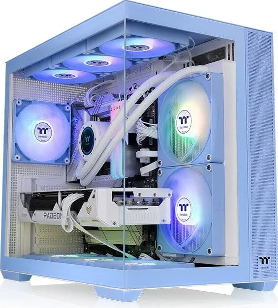 Carcasa PC Thermaltake View 380 TG ARGB, Tower (Light Blue, Tempered Glass x 2)