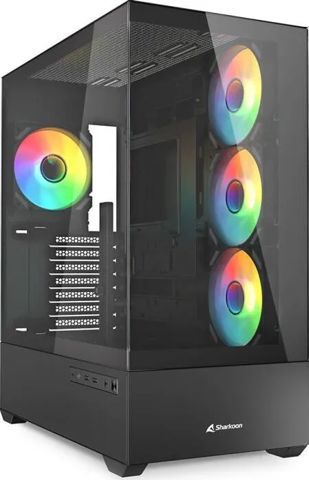 Carcasa PC Sharkoon AK6 RGB, Tower (black, Tempered Glass x 2)