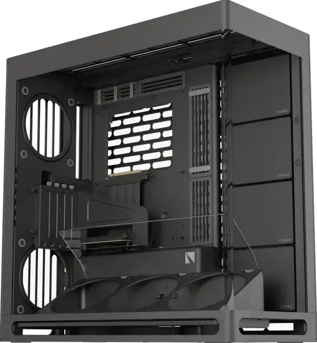 Carcasa PC HAVN HS 420 VGPU PC-, Midi-Tower, E-ATX, Tempered Glass, PCIe 5.0 Riser Kabel - Negru