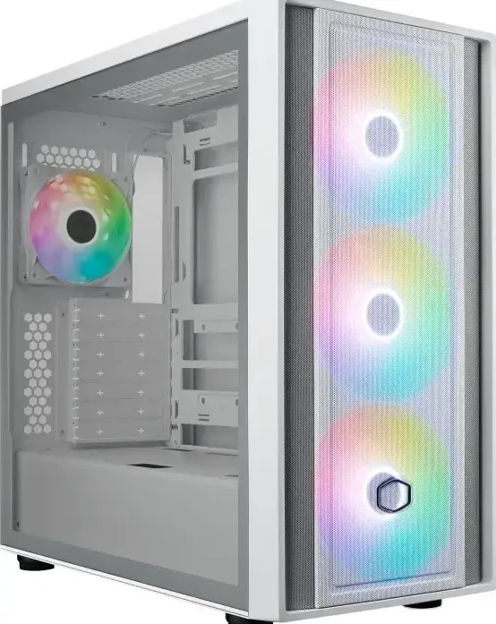 Carcasa PC Cooler Master MasterBox 600 ARGB PC-, Midi-Tower, E-ATX, RGB, Tempered Glass - Alb