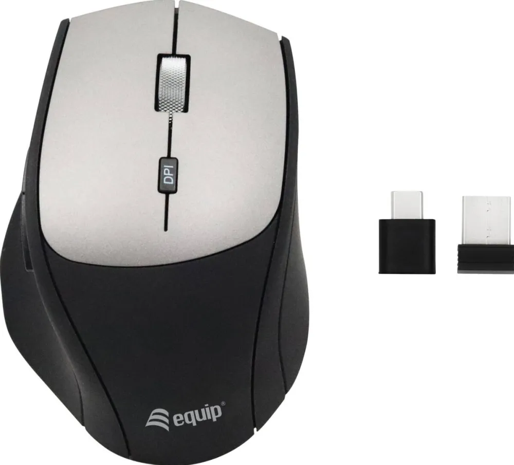 Mouse EQUIP quip Optische Maus kabellos USB-Komfort USB-C/A R+L schwarz