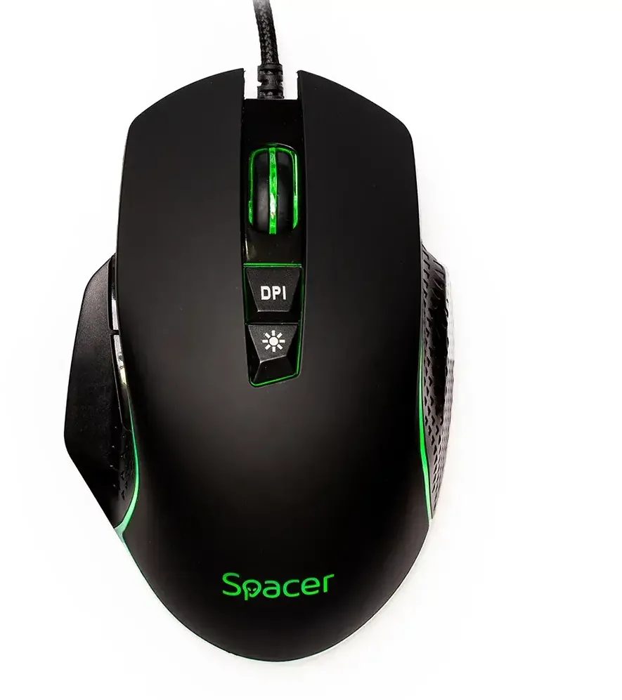 Mouse Spacer MOUSE Spacer - gaming, gaming, cu fir, USB, optic, 8.000 DPI, butoane/scroll 7/1, iluminare RGB, negru