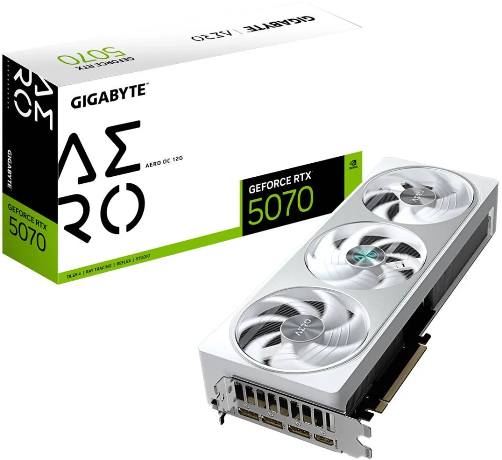Placa Video GIGABYTE GeForce RTX 5070 AERO OC 12G 12GB GDDR7, 192bit, PCI-E 5.0, 2625 MHz