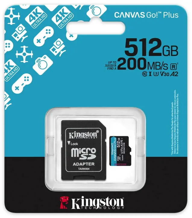 Card de Memorie Kingston SDCG4/512GB, microSDXC + Adaptor SD