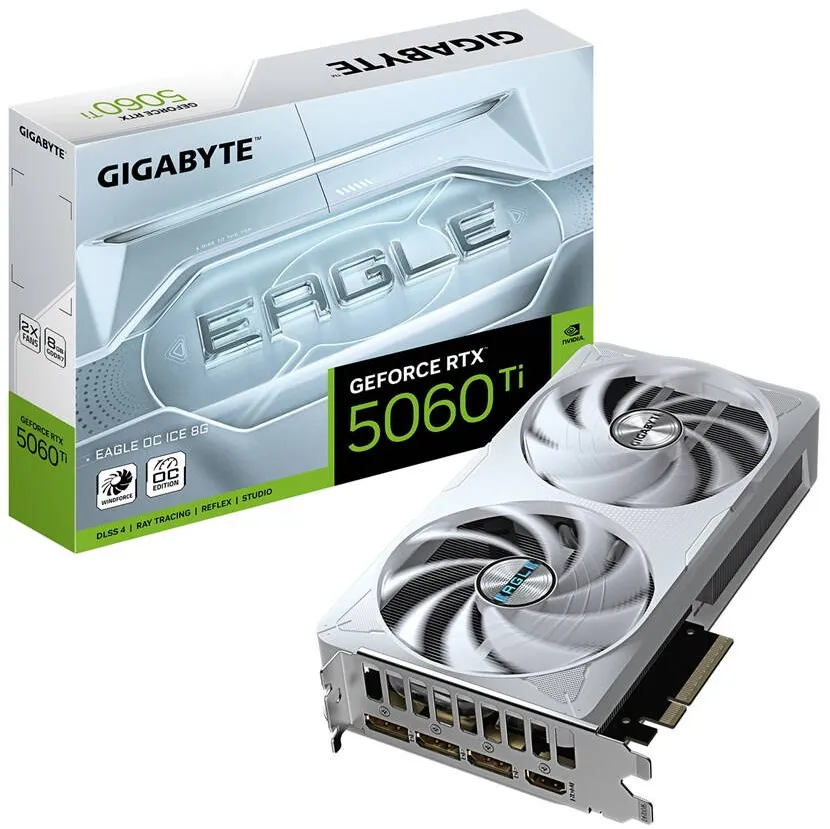 Placa Video GIGABYTE GeForce RTX 5060 Ti EAGLE OC ICE 8GB 128-Bit GDDR7 DLSS 4.0