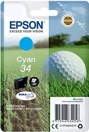 Cartus Imprimanta Epson Ink Epson Golf ball Singlepack Cyan 34 DURABrite Ultra | 4,2 ml