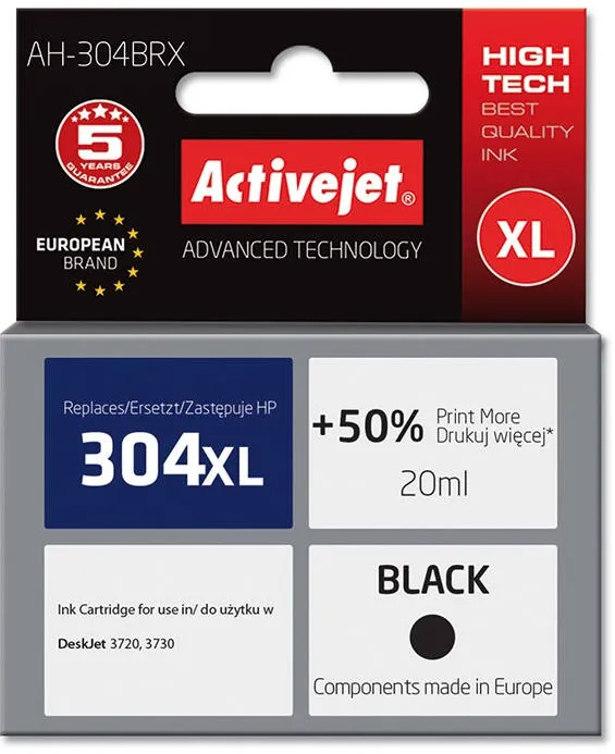 Cartus Imprimanta ACTIVEJET COMPATIBIL AH-304BRX for HP printer; HP 304XL N9K08AE replacement; Premium; 20 ml; black