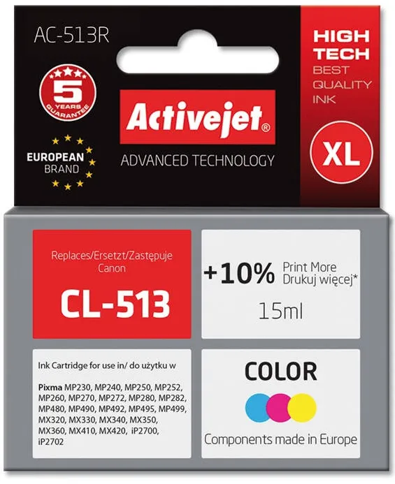 Cartus Imprimanta ACTIVEJET COMPATIBIL AC-513R for Canon printer; Canon CL-513 replacement; Premium; 15 ml; color