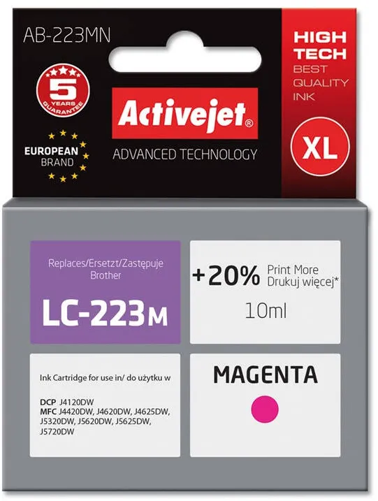 Cartus Imprimanta ACTIVEJET COMPATIBIL AB-223MN for Brother printer; Brother LC223M replacement; Supreme; 10 ml; magenta